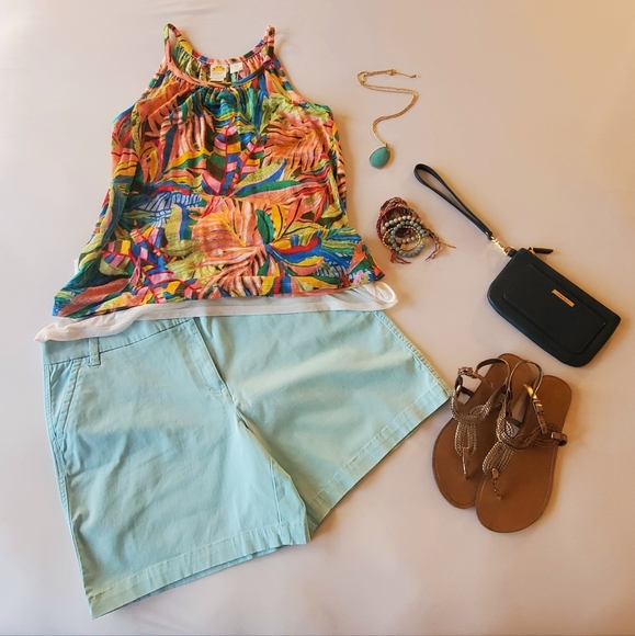 crown & ivy Pants - CROWN & IVY SHORTS ~ Turquoise | Aqua Spring Shorts Women's Size 14 Stretch NWT